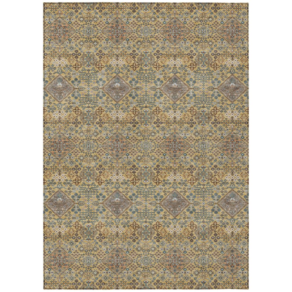 9' X 12' Gold And Copper Geometric Washable Indoor Outdoor Area Rug HomeRoots