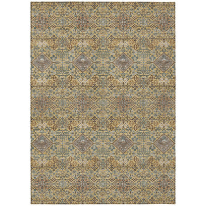 9' X 12' Gold And Copper Geometric Washable Indoor Outdoor Area Rug HomeRoots