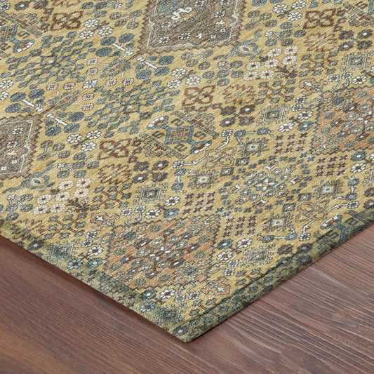 9' X 12' Gold And Copper Geometric Washable Indoor Outdoor Area Rug HomeRoots