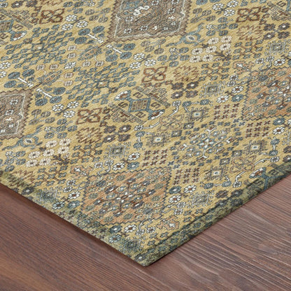 9' X 12' Gold And Copper Geometric Washable Indoor Outdoor Area Rug HomeRoots