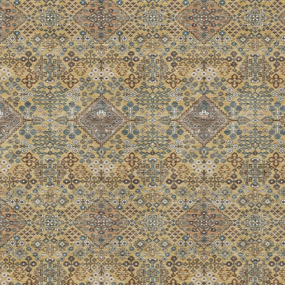 9' X 12' Gold And Copper Geometric Washable Indoor Outdoor Area Rug HomeRoots