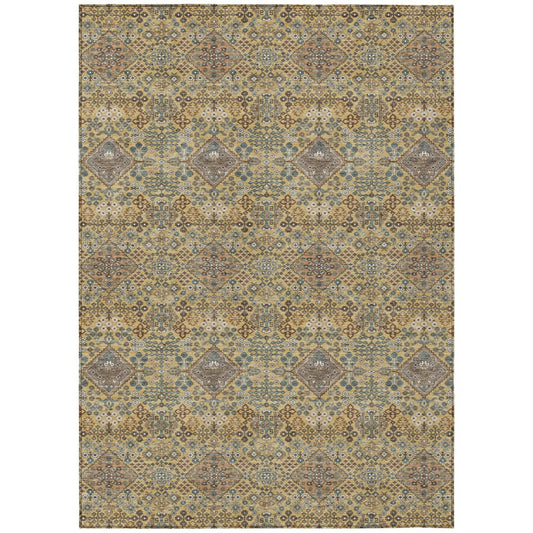 10' X 14' Gold And Copper Geometric Washable Indoor Outdoor Area Rug HomeRoots