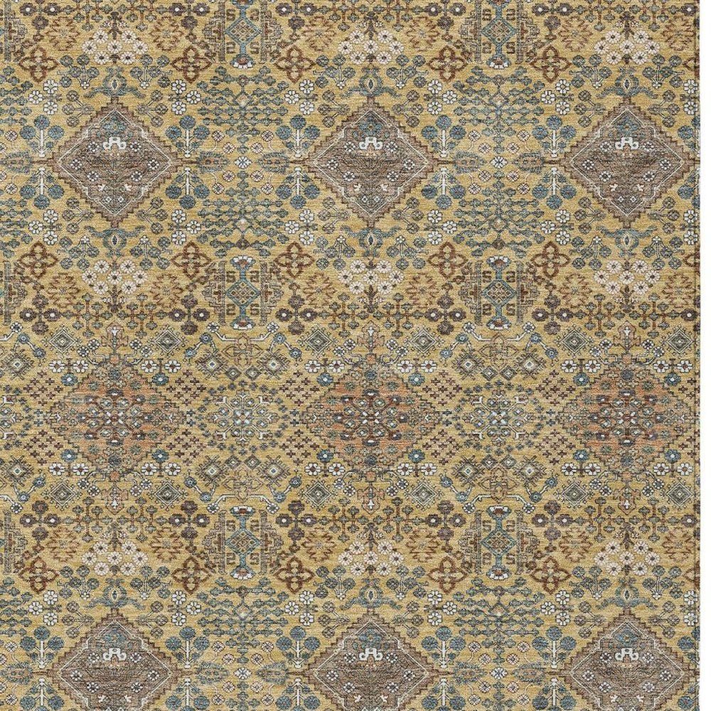 10' X 14' Gold And Copper Geometric Washable Indoor Outdoor Area Rug HomeRoots