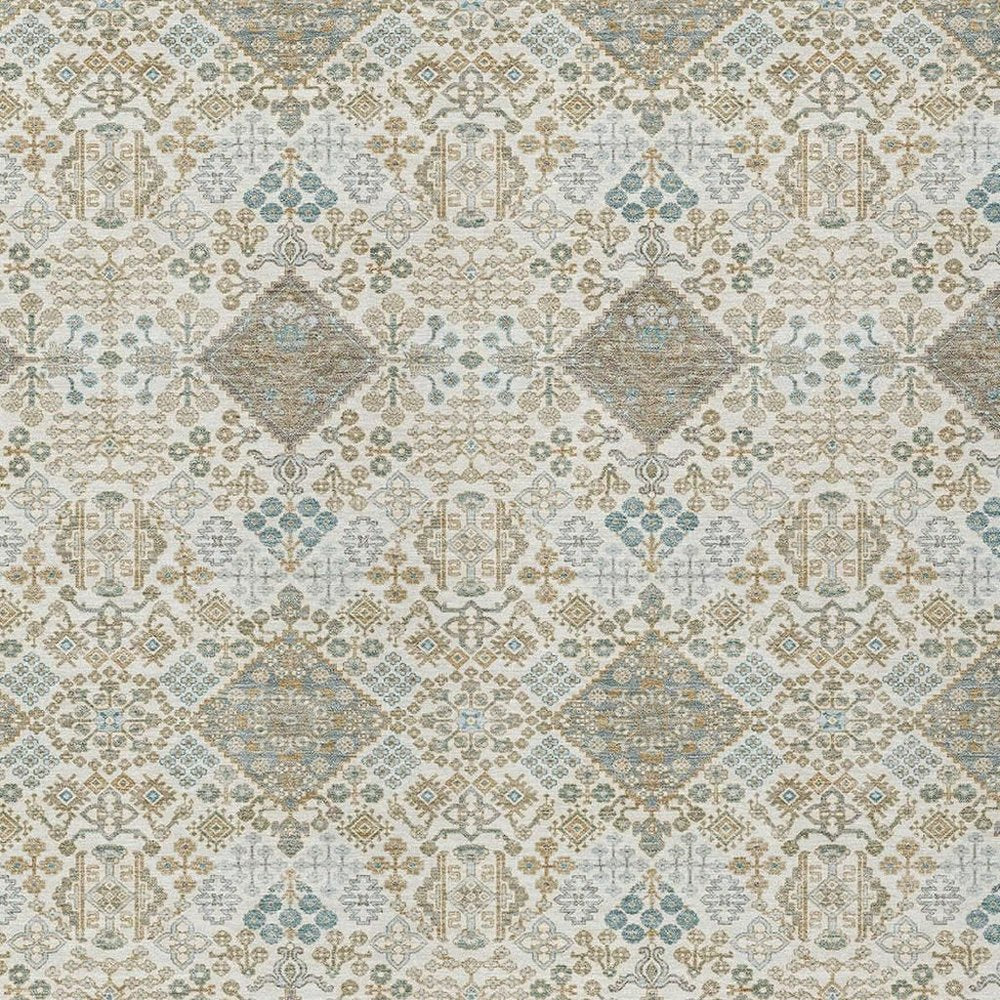 5' X 8' Ivory And Copper Geometric Washable Indoor Outdoor Area Rug HomeRoots