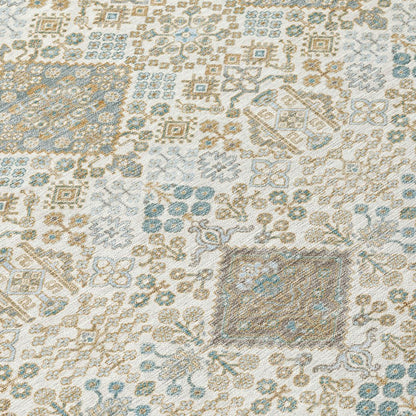 5' X 8' Ivory And Copper Geometric Washable Indoor Outdoor Area Rug HomeRoots