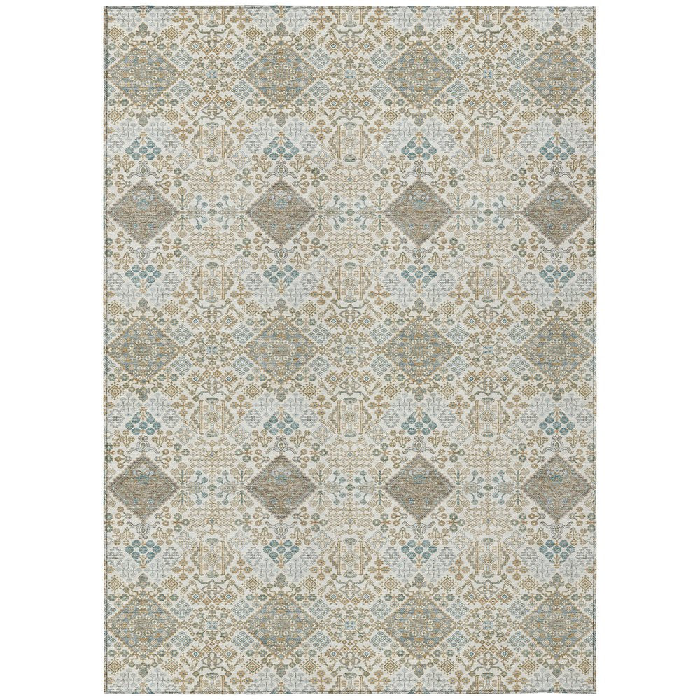 8' X 10' Ivory And Copper Geometric Washable Indoor Outdoor Area Rug HomeRoots