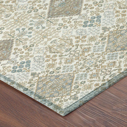 8' X 10' Ivory And Copper Geometric Washable Indoor Outdoor Area Rug HomeRoots
