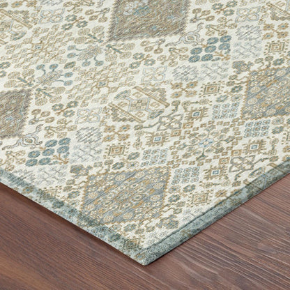 8' X 10' Ivory And Copper Geometric Washable Indoor Outdoor Area Rug HomeRoots