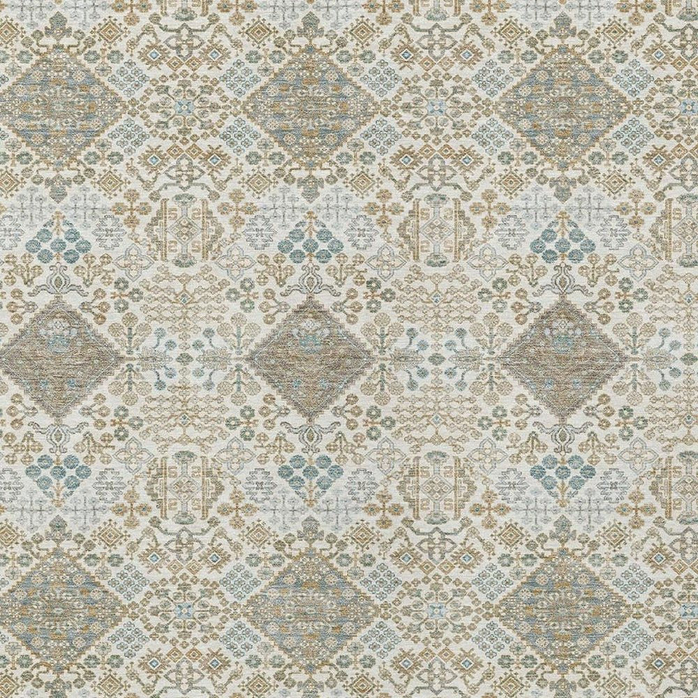 8' X 10' Ivory And Copper Geometric Washable Indoor Outdoor Area Rug HomeRoots