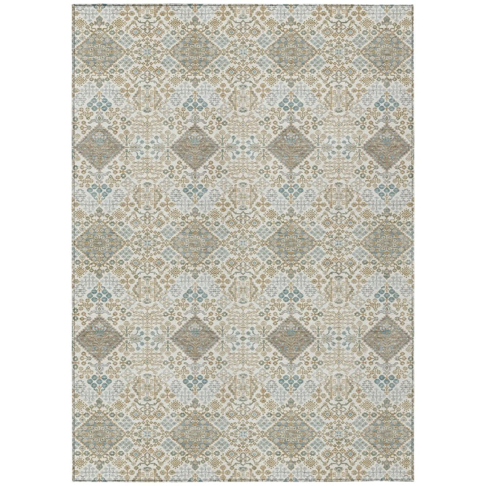 10' X 14' Ivory And Copper Geometric Washable Indoor Outdoor Area Rug HomeRoots