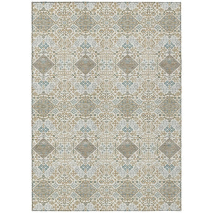 10' X 14' Ivory And Copper Geometric Washable Indoor Outdoor Area Rug HomeRoots