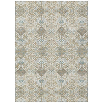 10' X 14' Ivory And Copper Geometric Washable Indoor Outdoor Area Rug HomeRoots