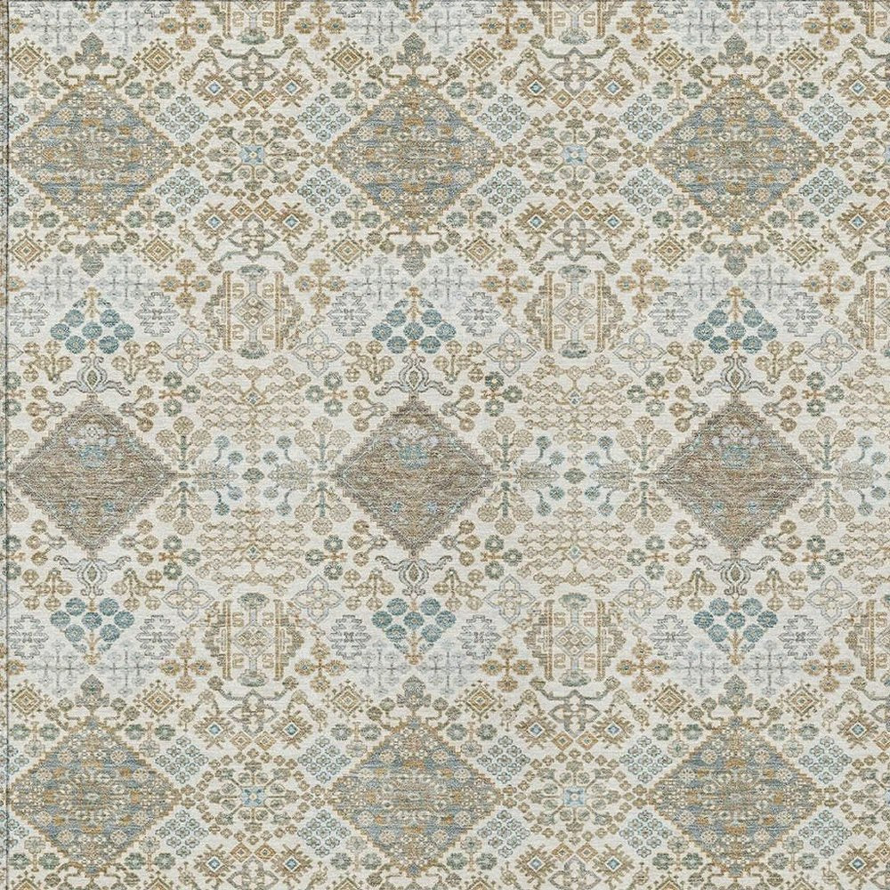10' X 14' Ivory And Copper Geometric Washable Indoor Outdoor Area Rug HomeRoots