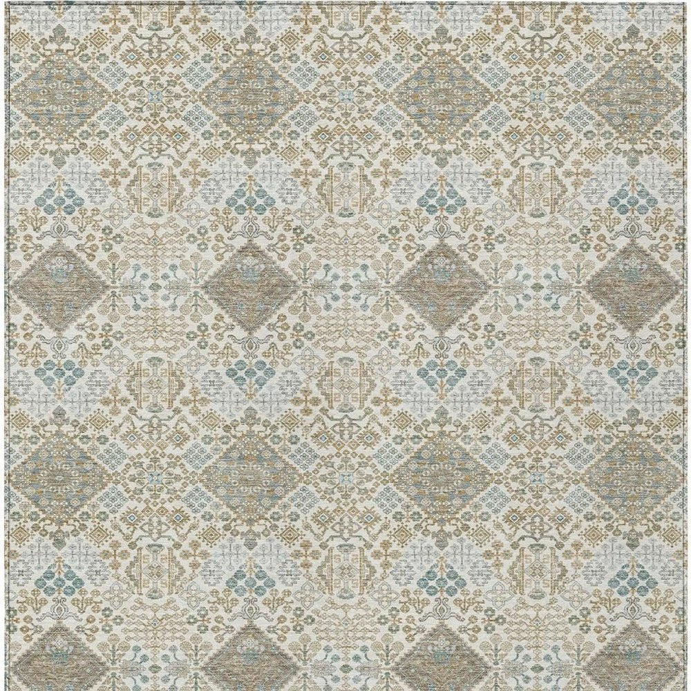 10' X 14' Ivory And Copper Geometric Washable Indoor Outdoor Area Rug HomeRoots