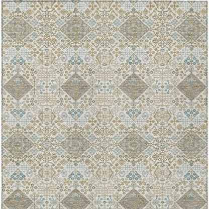 10' X 14' Ivory And Copper Geometric Washable Indoor Outdoor Area Rug HomeRoots