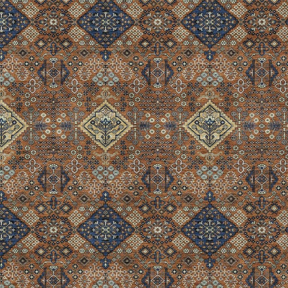 5' X 8' Orange And Navy Blue Geometric Washable Indoor Outdoor Area Rug HomeRoots