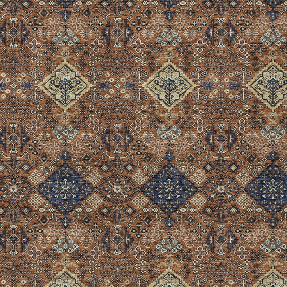 8' X 10' Orange And Navy Blue Geometric Washable Indoor Outdoor Area Rug HomeRoots