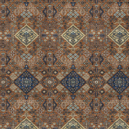 9' X 12' Orange And Navy Blue Geometric Washable Indoor Outdoor Area Rug HomeRoots