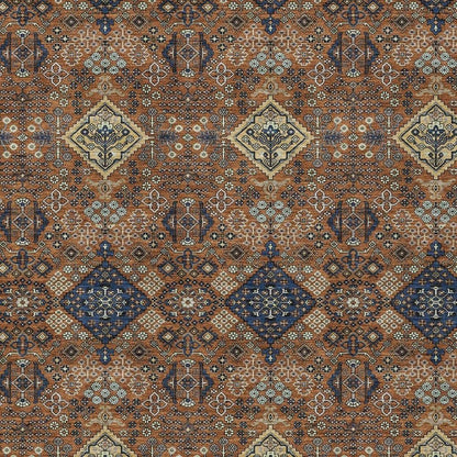 10' X 14' Orange And Navy Blue Geometric Washable Indoor Outdoor Area Rug HomeRoots