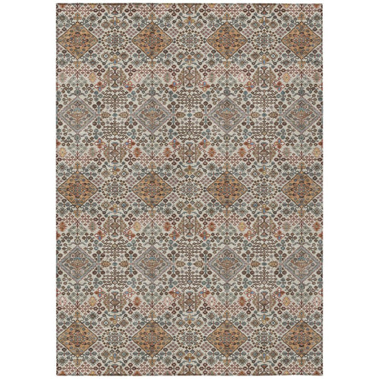 3' X 5' Beige And Copper Geometric Washable Indoor Outdoor Area Rug HomeRoots
