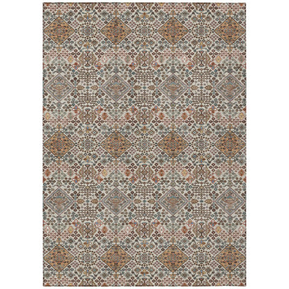 3' X 5' Beige And Copper Geometric Washable Indoor Outdoor Area Rug HomeRoots