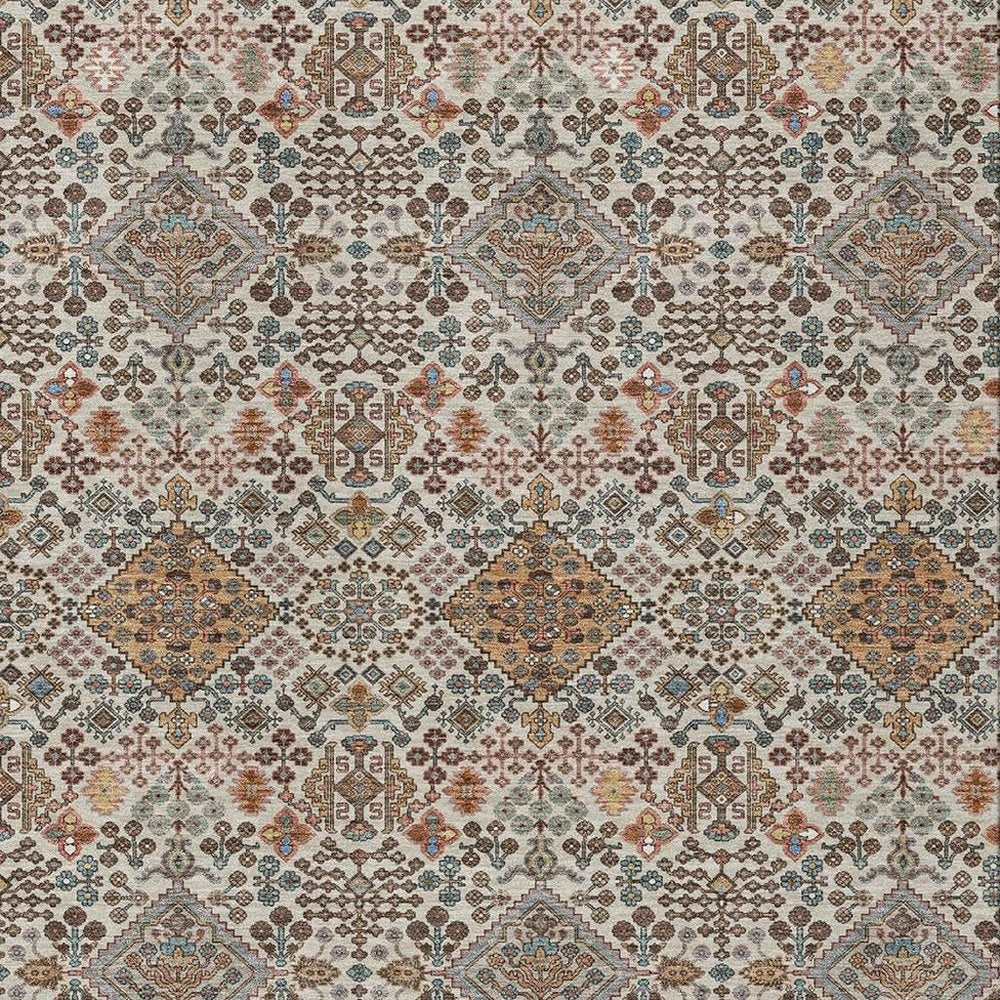 3' X 5' Beige And Copper Geometric Washable Indoor Outdoor Area Rug HomeRoots