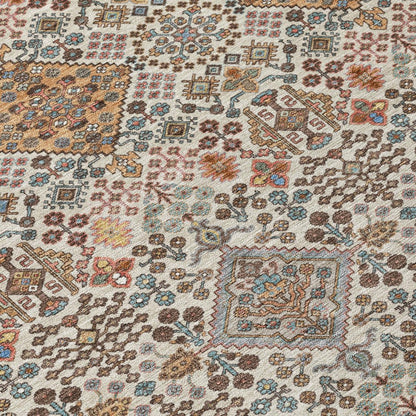 8' Beige And Copper Round Geometric Washable Indoor Outdoor Area Rug HomeRoots
