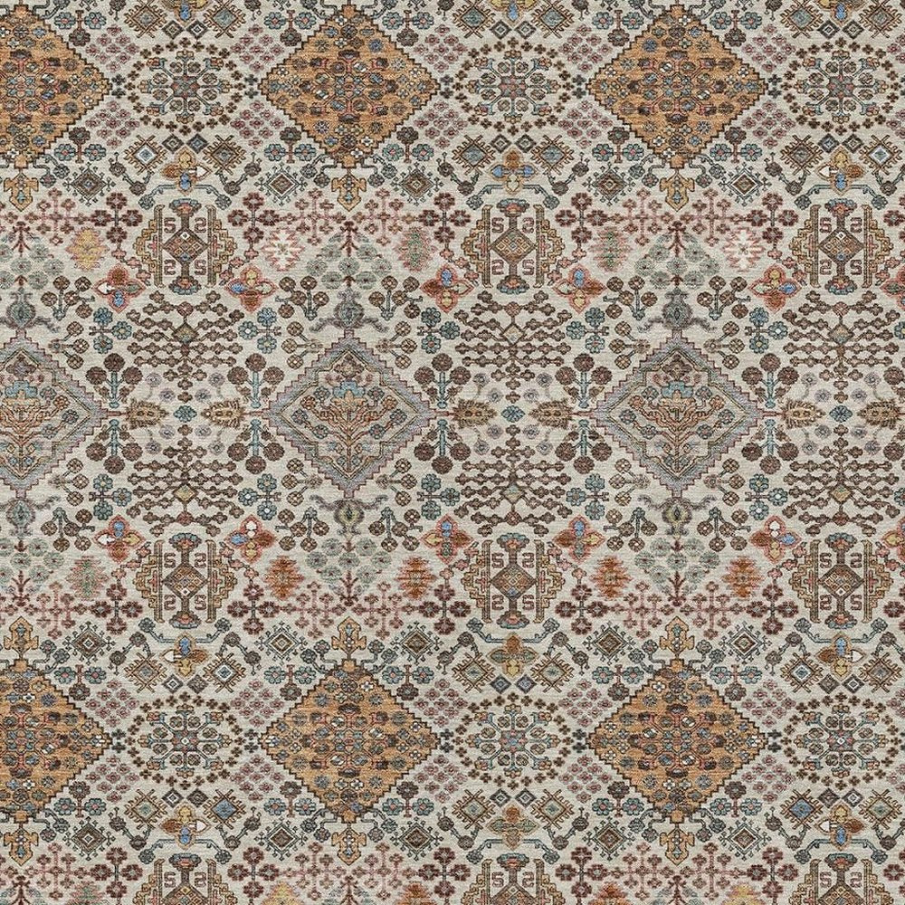 8' X 10' Beige And Copper Geometric Washable Indoor Outdoor Area Rug HomeRoots