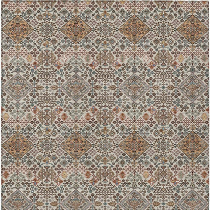 8' X 10' Beige And Copper Geometric Washable Indoor Outdoor Area Rug HomeRoots