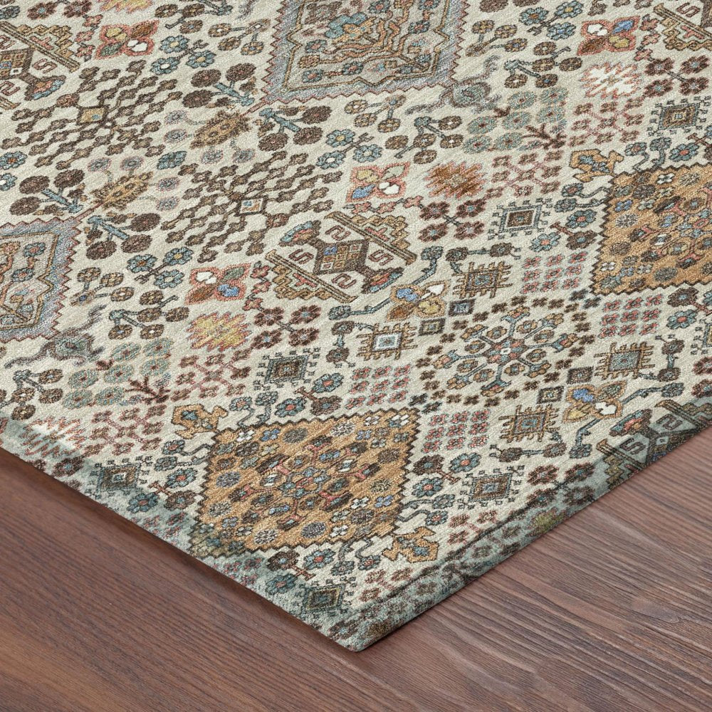 9' X 12' Beige And Copper Geometric Washable Indoor Outdoor Area Rug HomeRoots