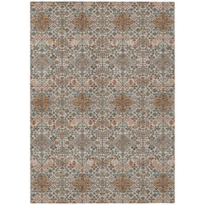 10' X 14' Beige And Copper Geometric Washable Indoor Outdoor Area Rug HomeRoots