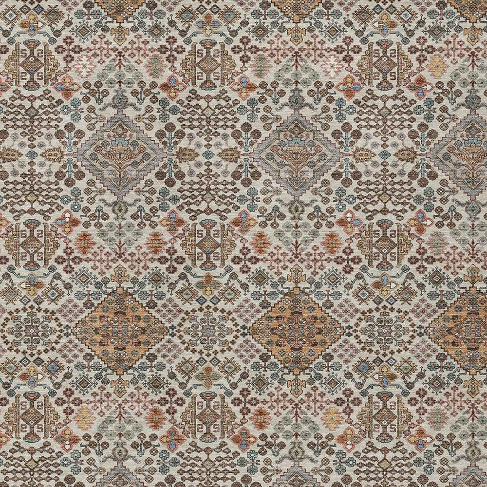 10' X 14' Beige And Copper Geometric Washable Indoor Outdoor Area Rug HomeRoots