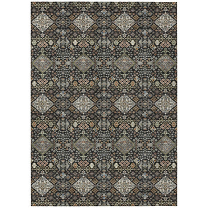 3' X 5' Black And Charcoal Geometric Washable Indoor Outdoor Area Rug HomeRoots