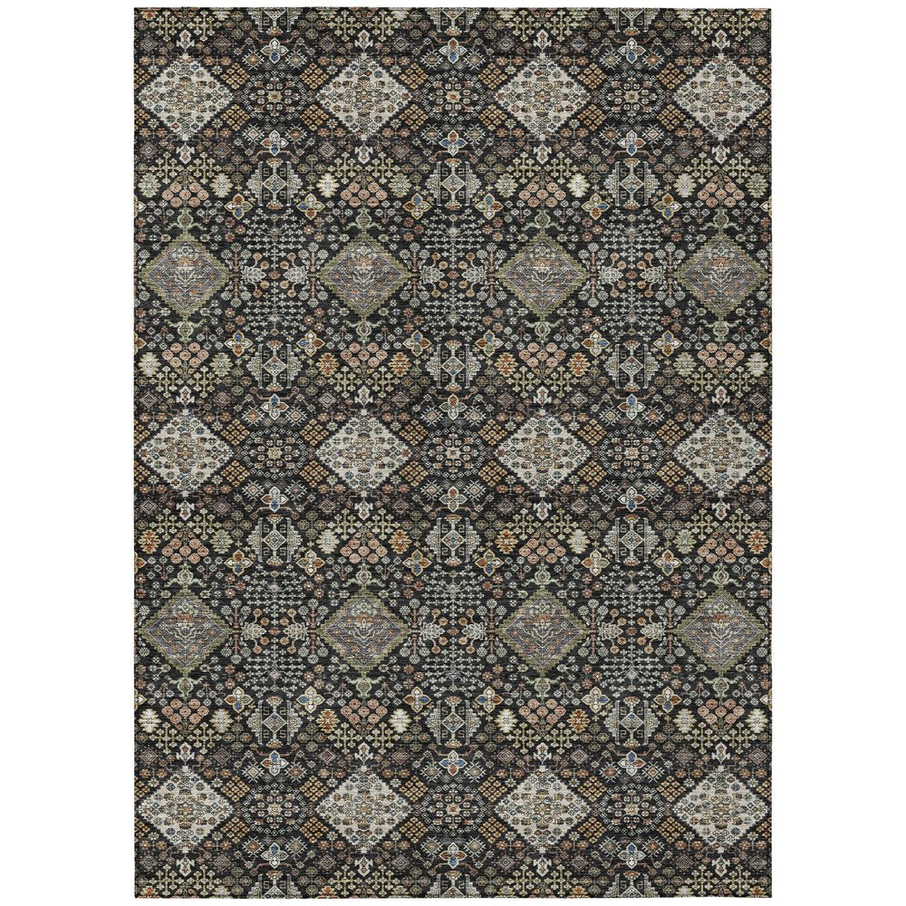 3' X 5' Black And Charcoal Geometric Washable Indoor Outdoor Area Rug HomeRoots