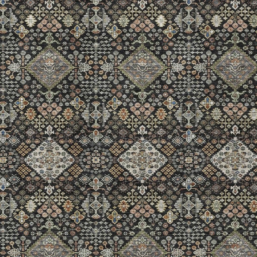 3' X 5' Black And Charcoal Geometric Washable Indoor Outdoor Area Rug HomeRoots