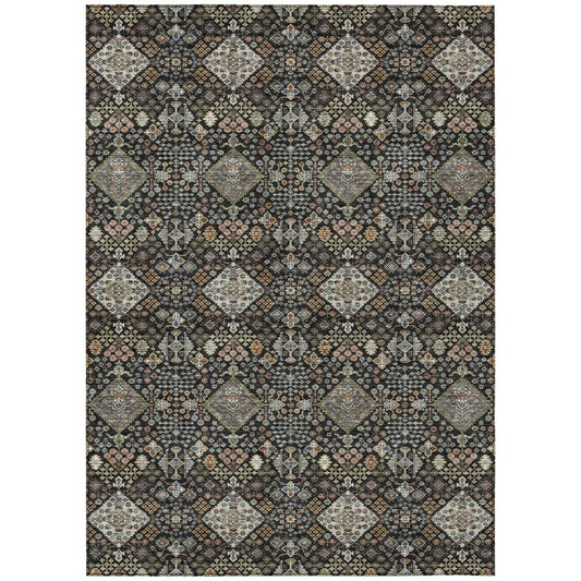 9' X 12' Black And Charcoal Geometric Washable Indoor Outdoor Area Rug HomeRoots