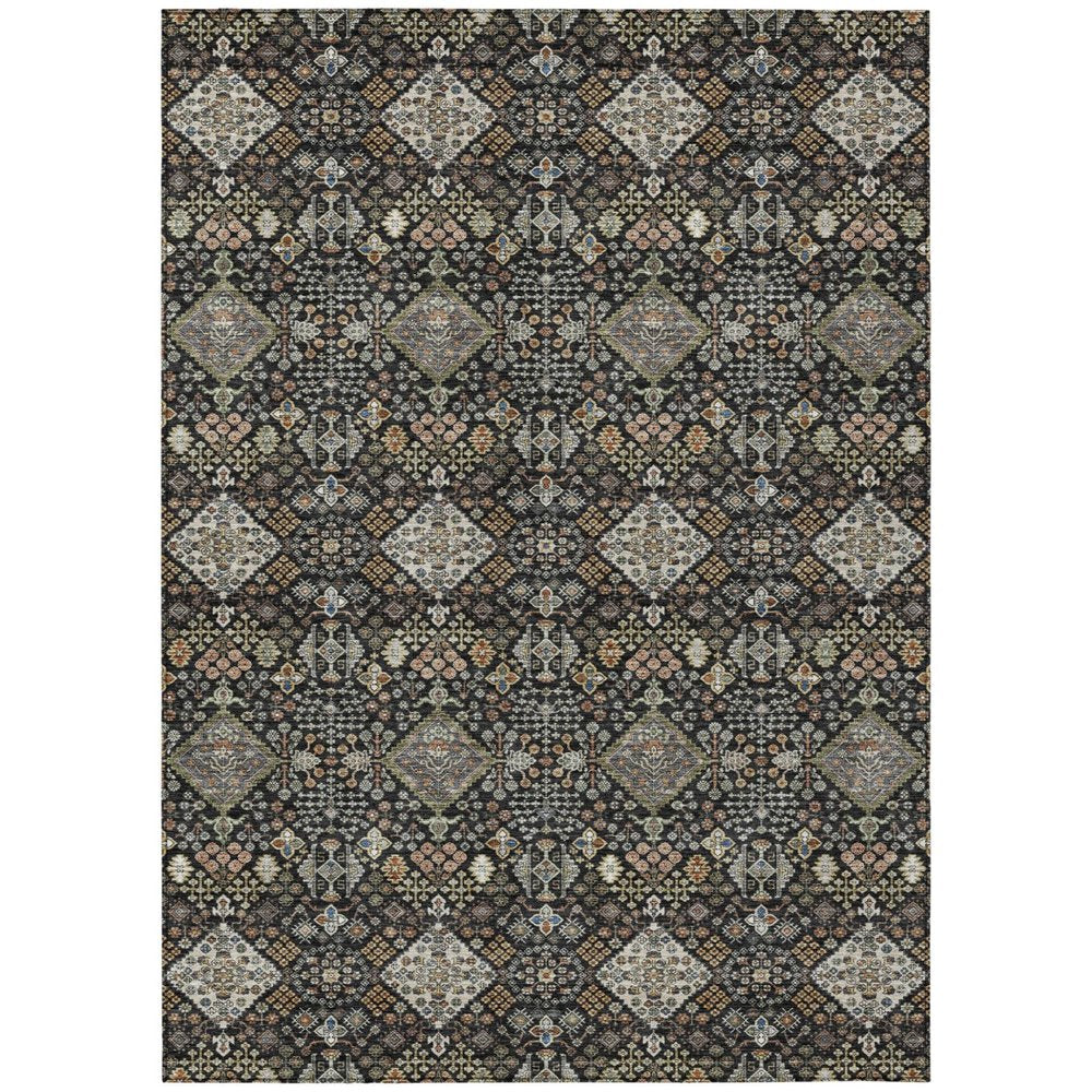 9' X 12' Black And Charcoal Geometric Washable Indoor Outdoor Area Rug HomeRoots