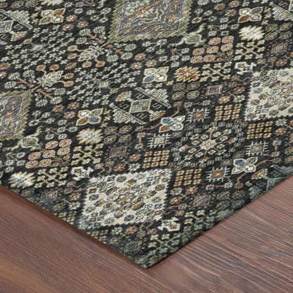9' X 12' Black And Charcoal Geometric Washable Indoor Outdoor Area Rug HomeRoots