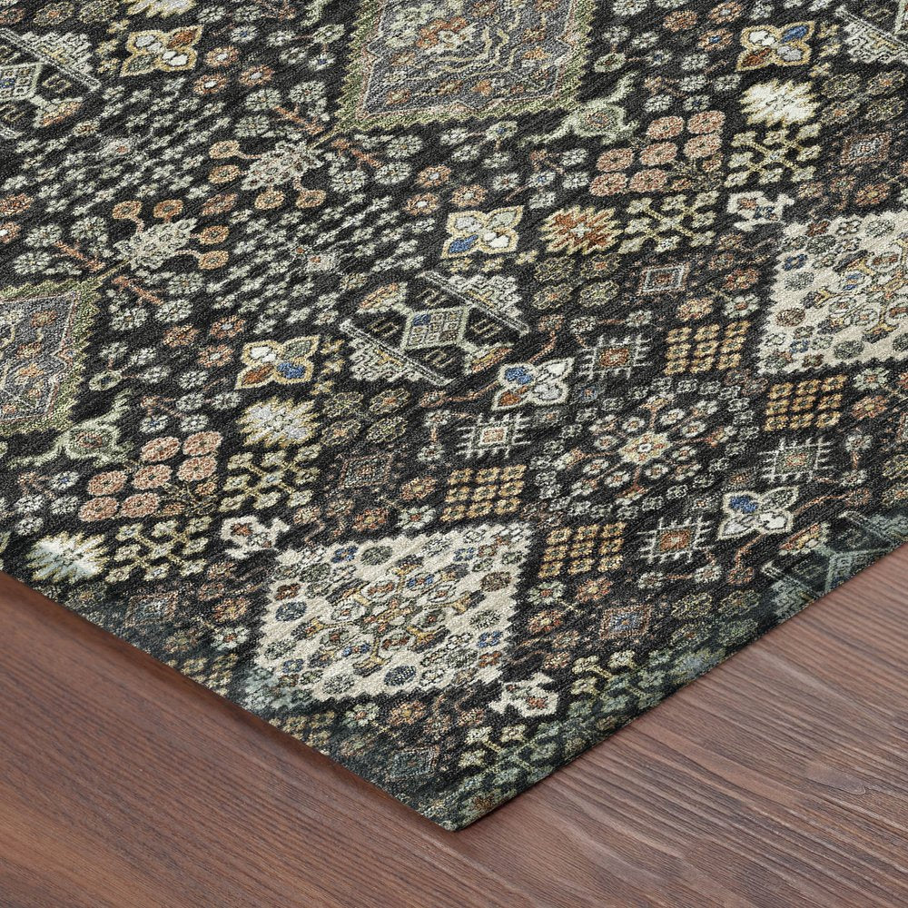 9' X 12' Black And Charcoal Geometric Washable Indoor Outdoor Area Rug HomeRoots