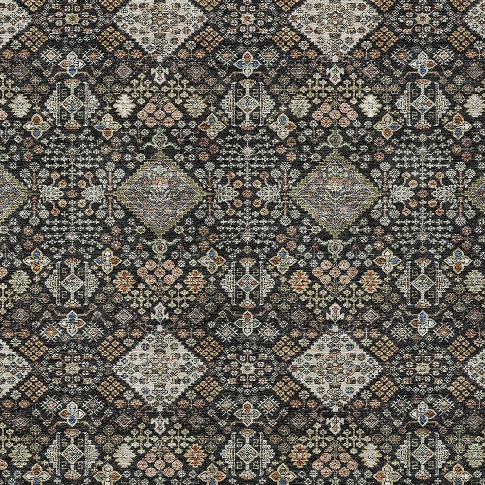 9' X 12' Black And Charcoal Geometric Washable Indoor Outdoor Area Rug HomeRoots