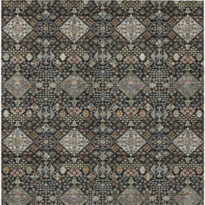 9' X 12' Black And Charcoal Geometric Washable Indoor Outdoor Area Rug HomeRoots