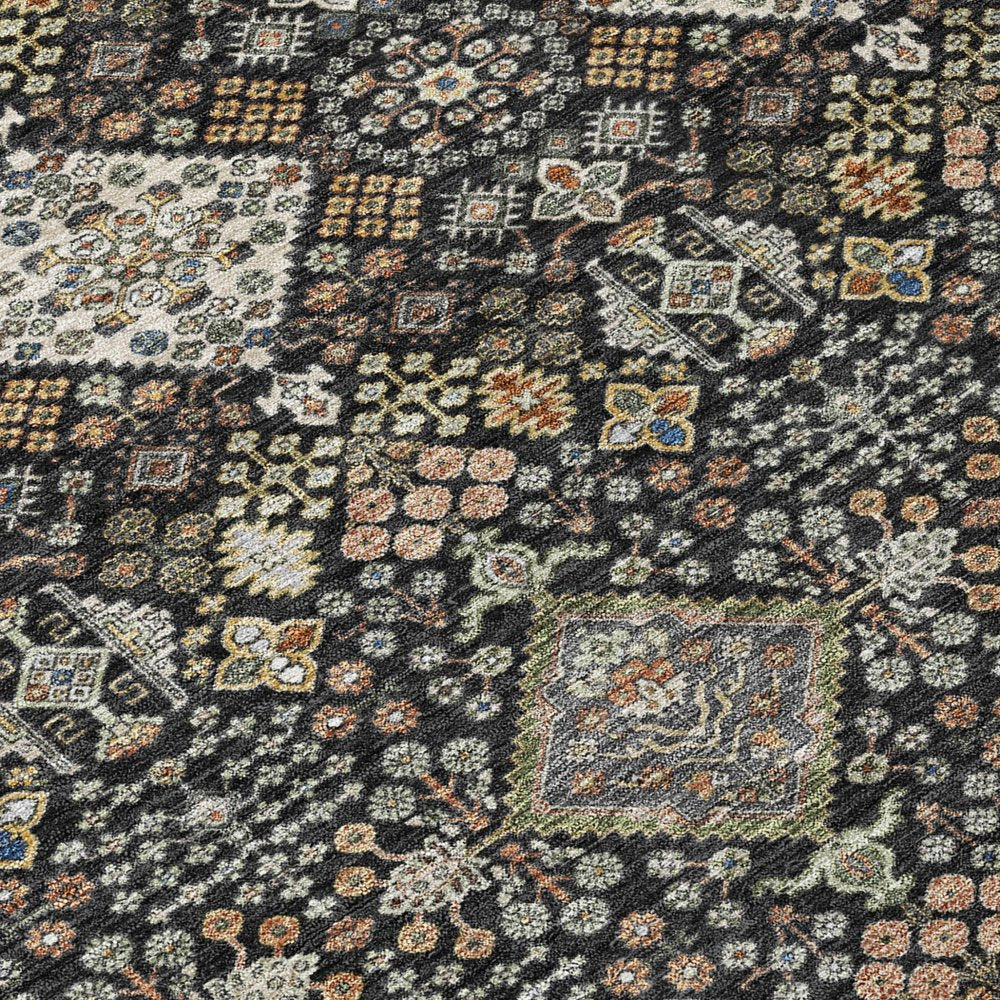 9' X 12' Black And Charcoal Geometric Washable Indoor Outdoor Area Rug HomeRoots