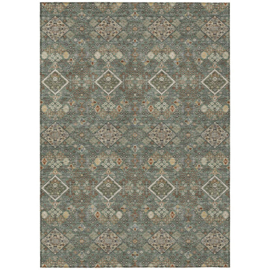 3' X 5' Green And Taupe Geometric Washable Indoor Outdoor Area Rug HomeRoots