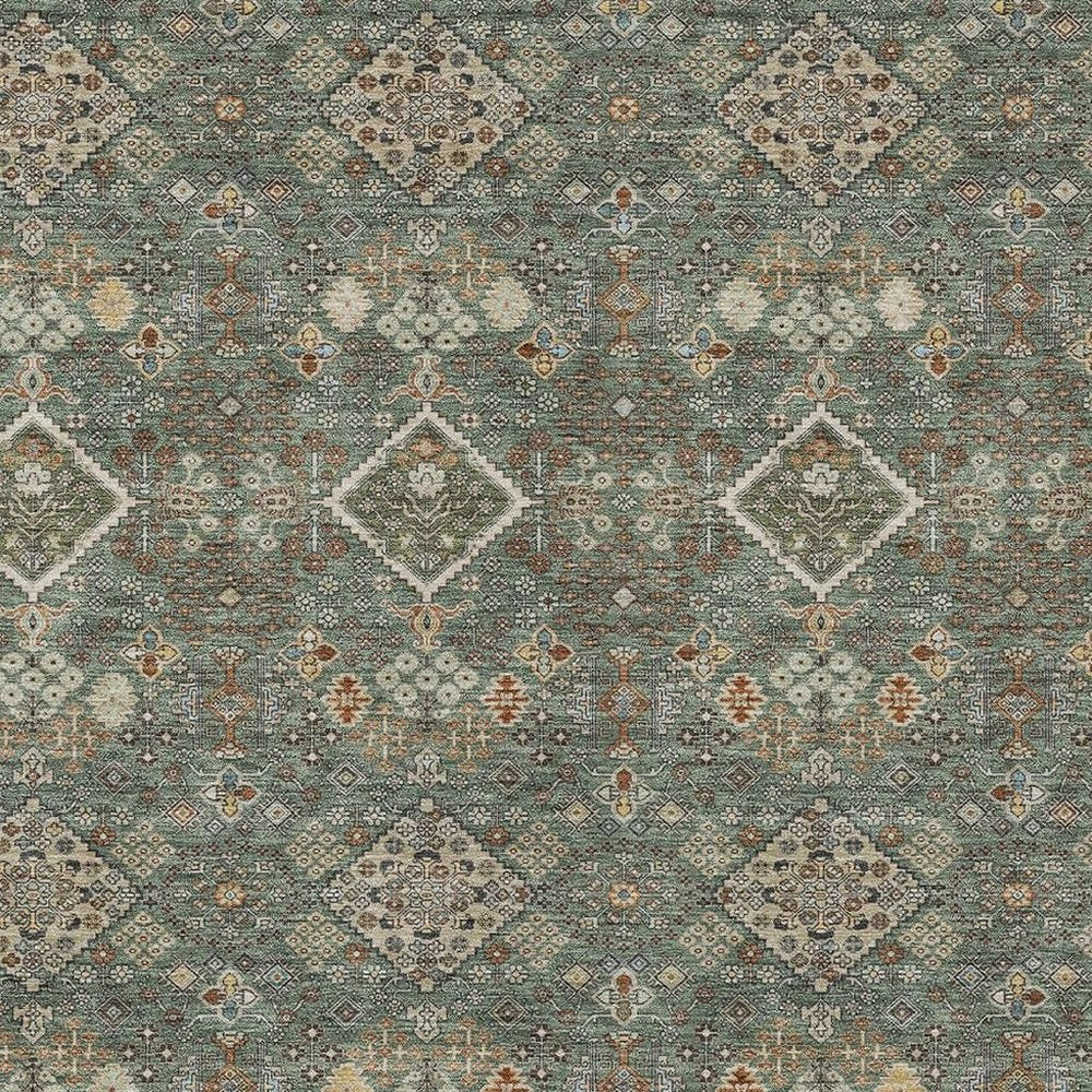 3' X 5' Green And Taupe Geometric Washable Indoor Outdoor Area Rug HomeRoots