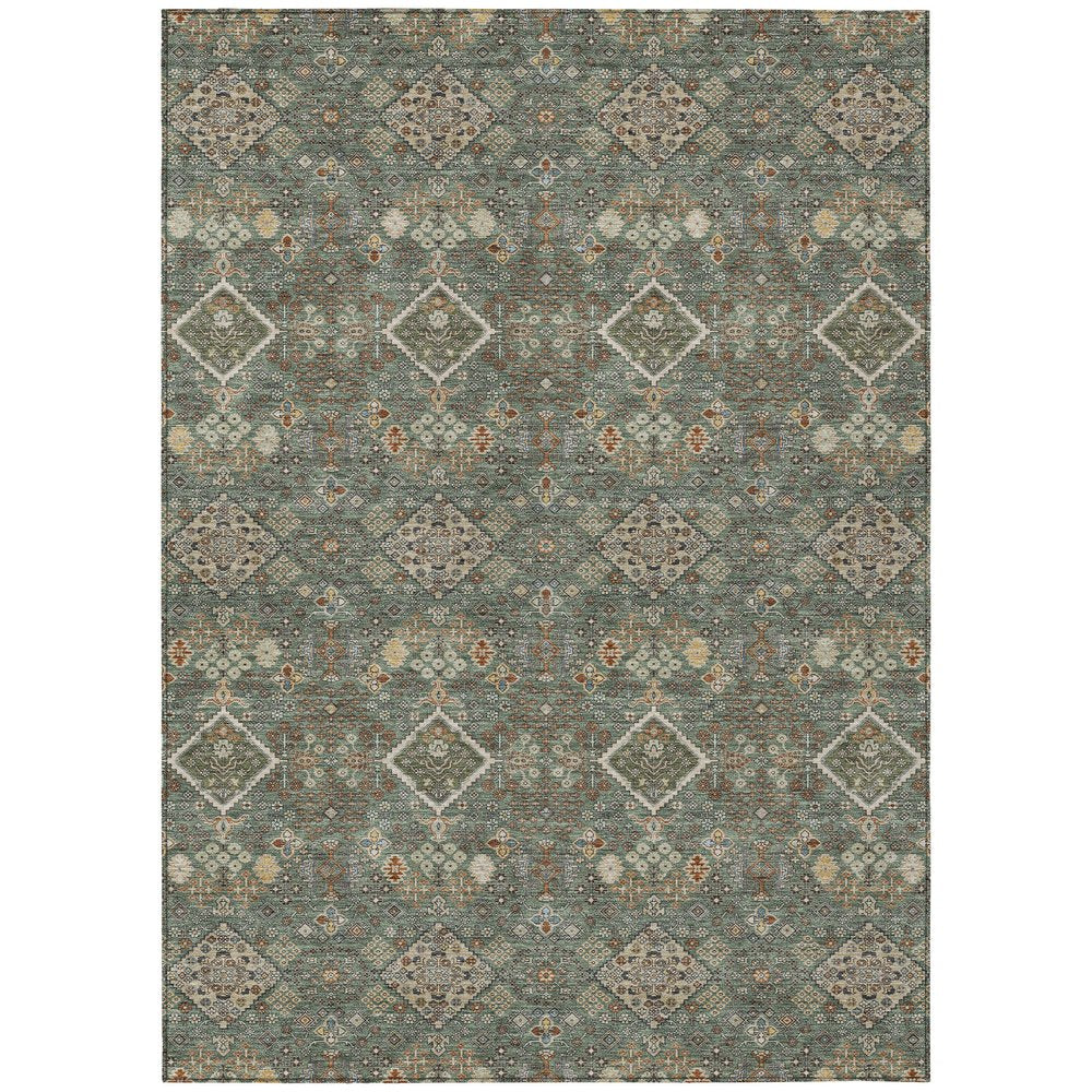 8' X 10' Green And Taupe Geometric Washable Indoor Outdoor Area Rug HomeRoots