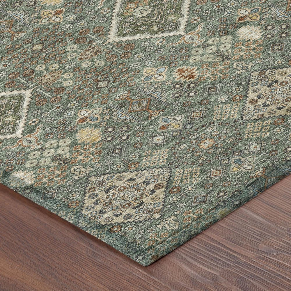 8' X 10' Green And Taupe Geometric Washable Indoor Outdoor Area Rug HomeRoots
