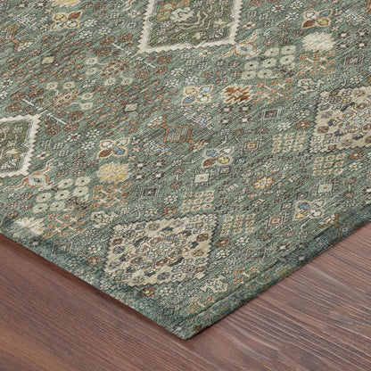 8' X 10' Green And Taupe Geometric Washable Indoor Outdoor Area Rug HomeRoots