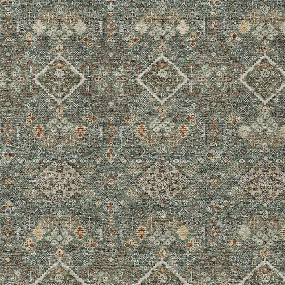 8' X 10' Green And Taupe Geometric Washable Indoor Outdoor Area Rug HomeRoots