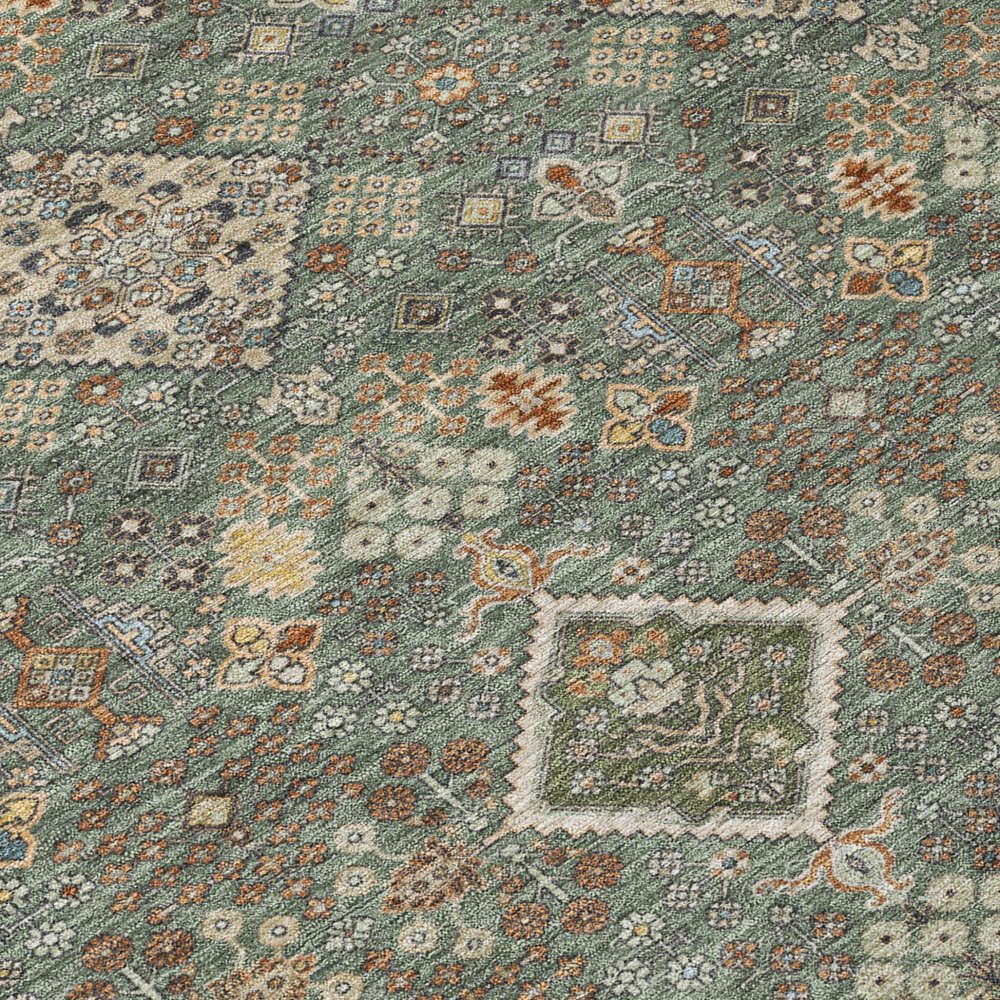 8' X 10' Green And Taupe Geometric Washable Indoor Outdoor Area Rug HomeRoots