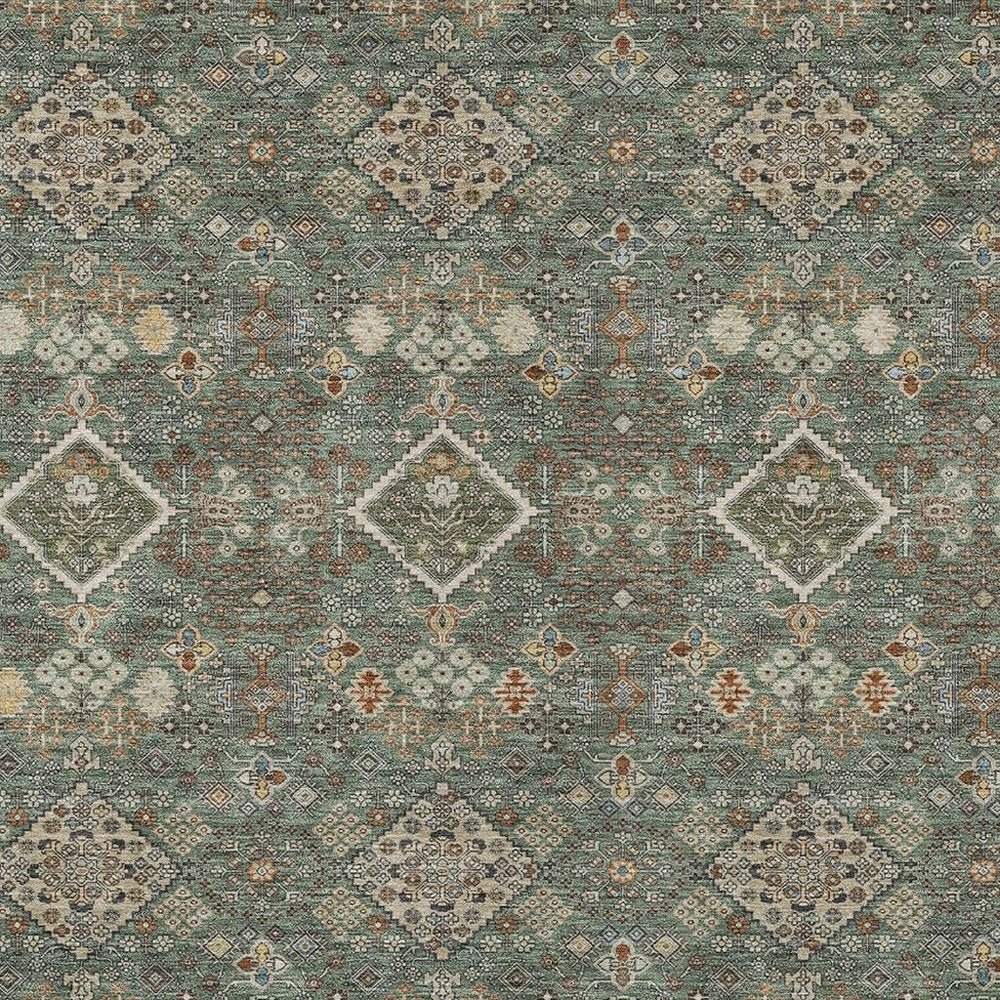 10' X 14' Green And Taupe Geometric Washable Indoor Outdoor Area Rug HomeRoots